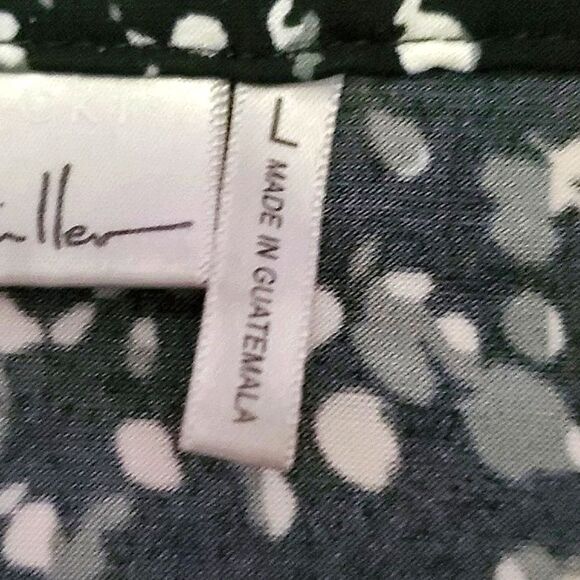 Nicole Miller Black Spotted Surplice Long Sleeve Fitted Elegant Career Top - Picture 8 of 9